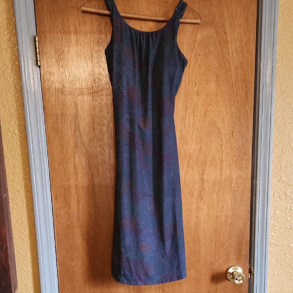Prana Blue Sheath Dress with Halter Neckline